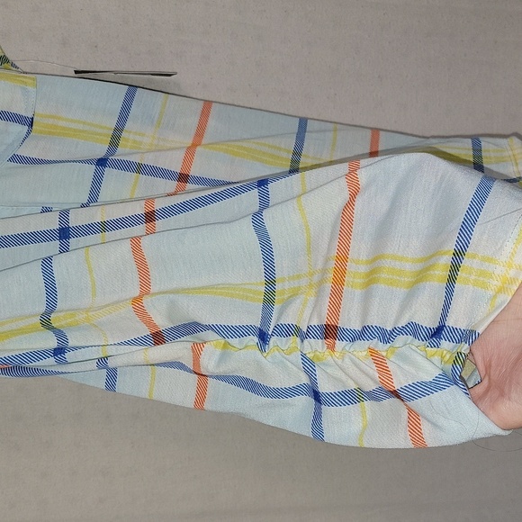 New York Laundry Blue and Yellow Sleeveless Blouse size small NWT - Picture 8 of 8